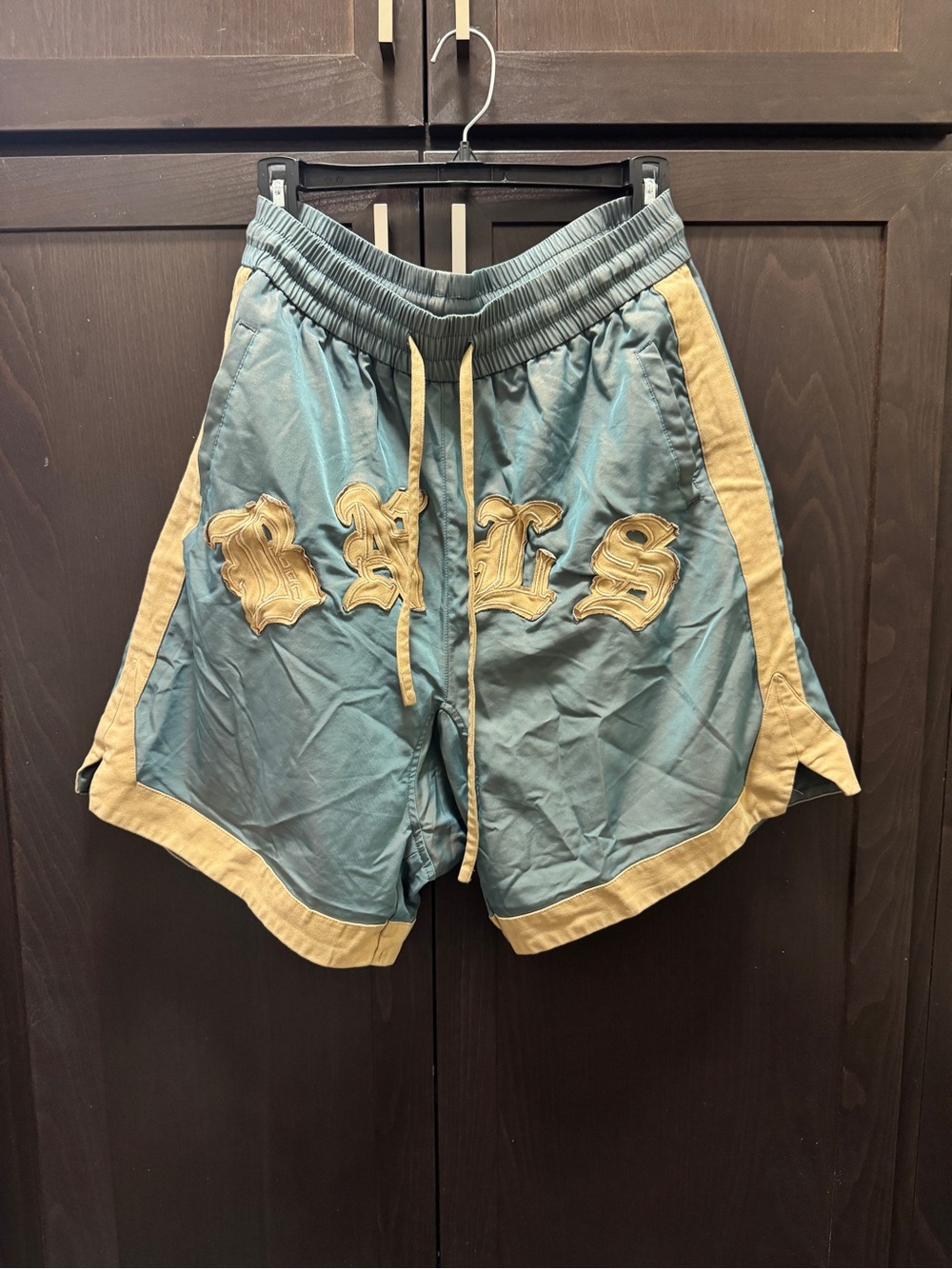 Men's Boneless Athletic Shorts in Teal with Tan Trim